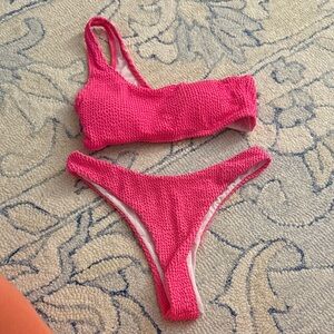 SHEIN Vibrant Pink Textured Bikini